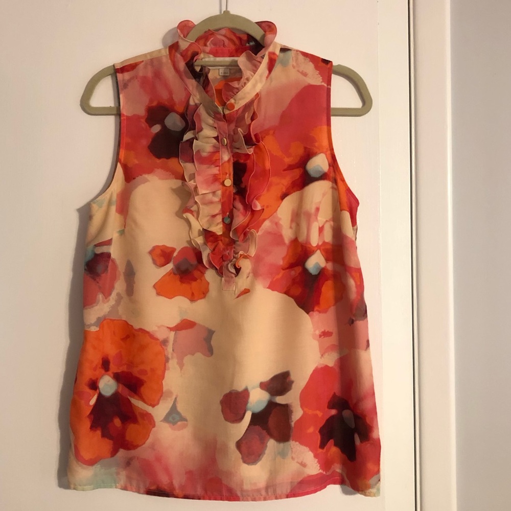 Floral LOFT Blouse with Ruffles